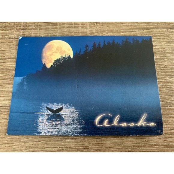Vintage Other - Postcard Alaska Ocean At Night Postmarked Post Card Ephemera